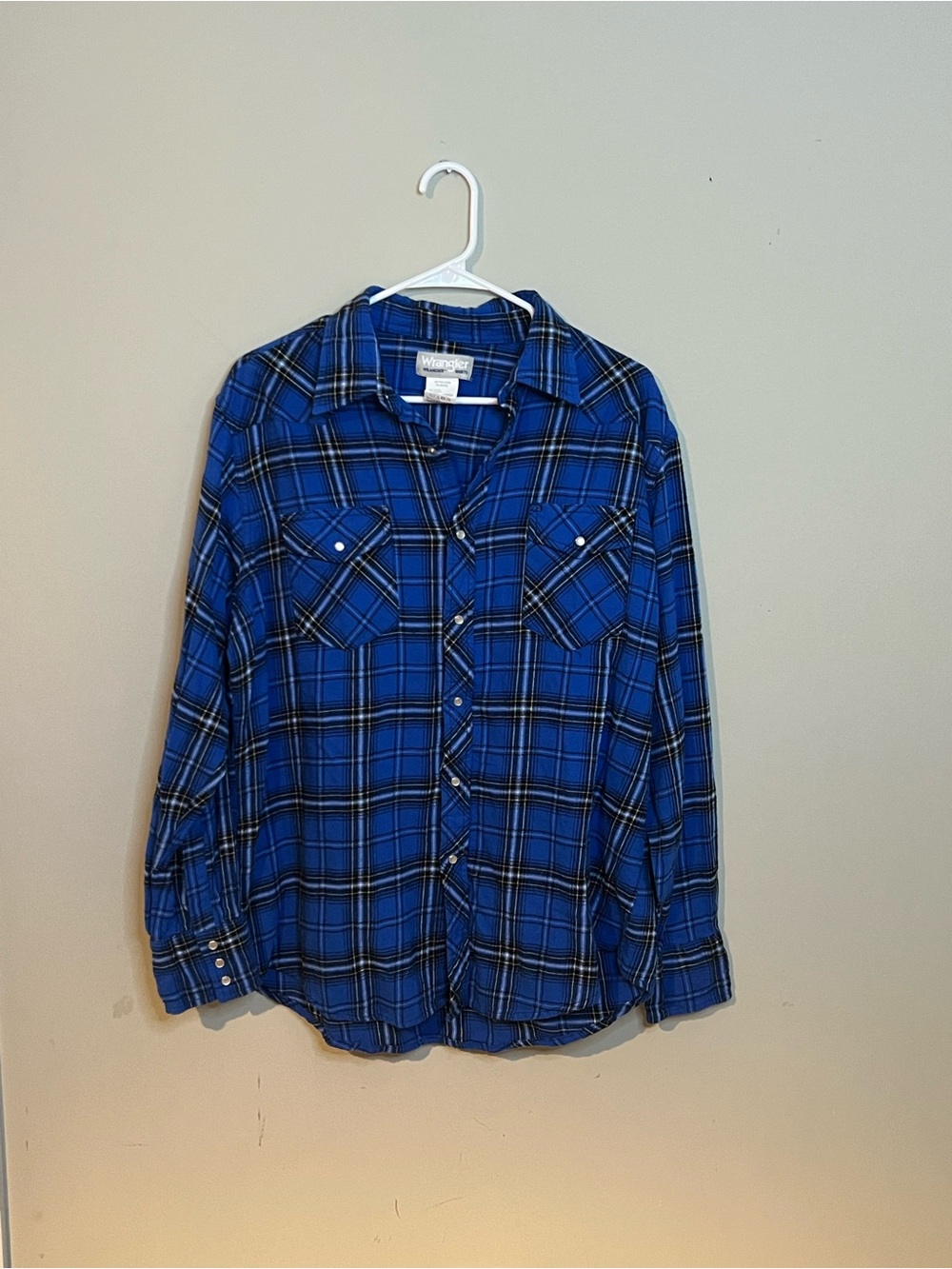 Wrangler Royal Blue Plaid Button-Down Shirt - Men's